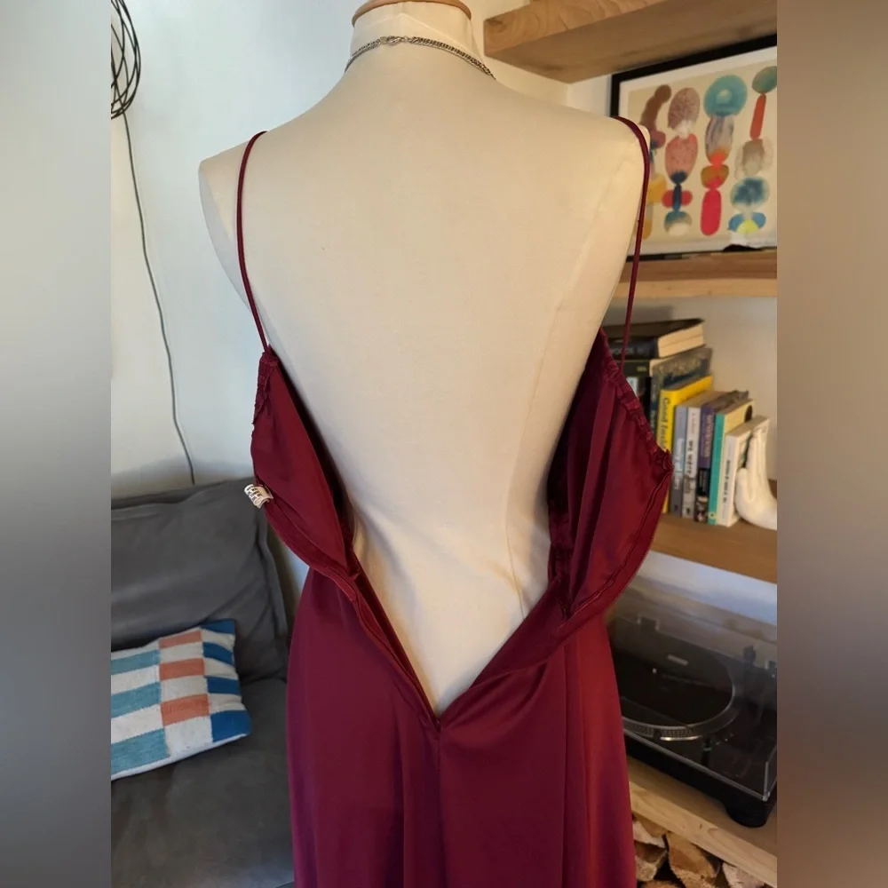 Vintage 70’s 80’s Burgundy Spaghetti Strap Cocktail Party Dress - Picture 11 of 11